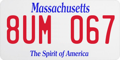 MA license plate 8UM067