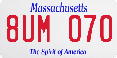 MA license plate 8UM070