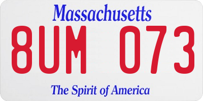 MA license plate 8UM073