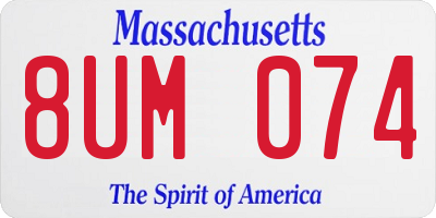 MA license plate 8UM074