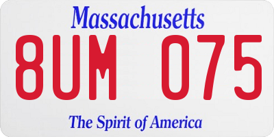 MA license plate 8UM075