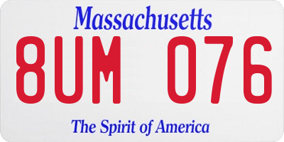 MA license plate 8UM076