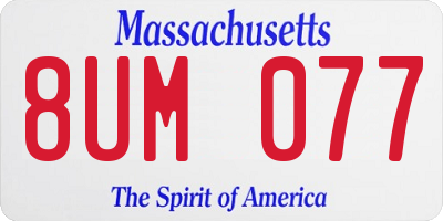 MA license plate 8UM077