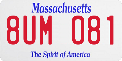 MA license plate 8UM081