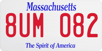 MA license plate 8UM082