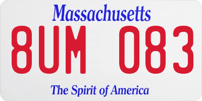 MA license plate 8UM083