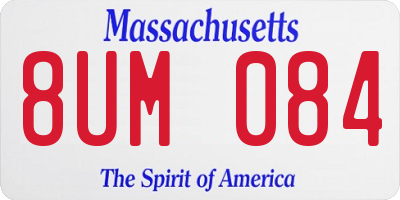 MA license plate 8UM084