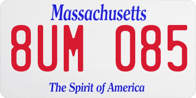 MA license plate 8UM085