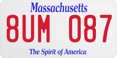 MA license plate 8UM087