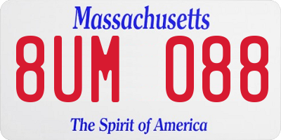 MA license plate 8UM088