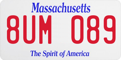 MA license plate 8UM089