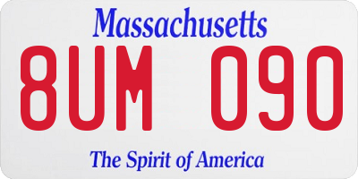 MA license plate 8UM090