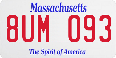 MA license plate 8UM093