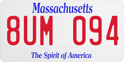 MA license plate 8UM094