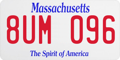 MA license plate 8UM096