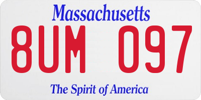 MA license plate 8UM097