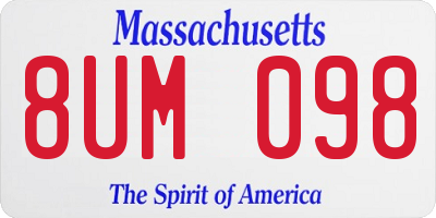 MA license plate 8UM098