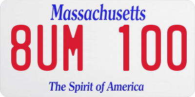 MA license plate 8UM100