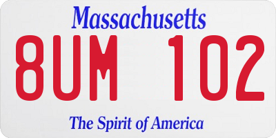 MA license plate 8UM102