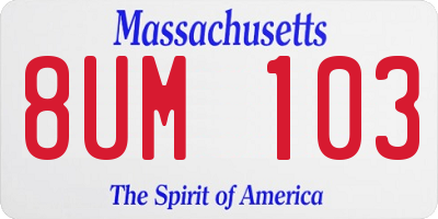 MA license plate 8UM103