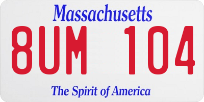 MA license plate 8UM104