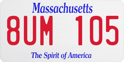 MA license plate 8UM105
