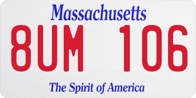 MA license plate 8UM106
