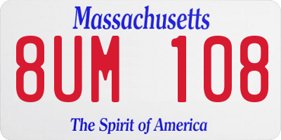 MA license plate 8UM108