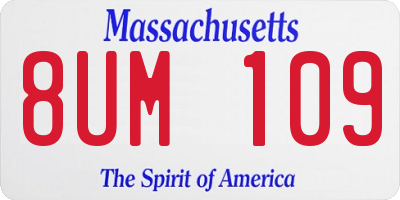 MA license plate 8UM109