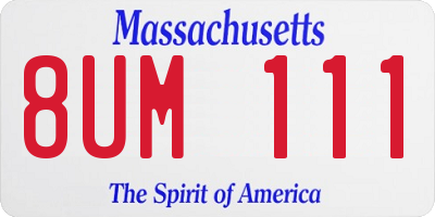 MA license plate 8UM111