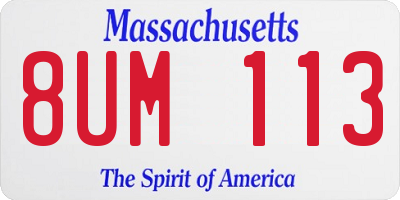 MA license plate 8UM113