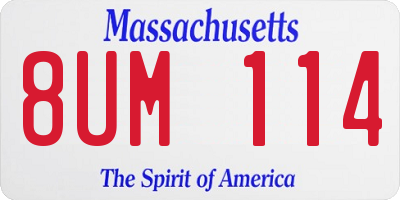 MA license plate 8UM114