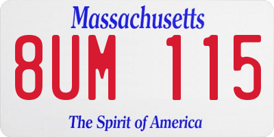 MA license plate 8UM115