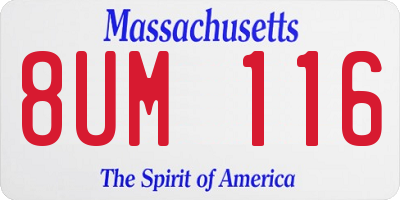 MA license plate 8UM116