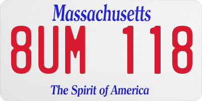 MA license plate 8UM118