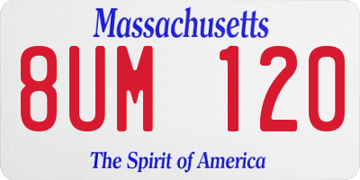 MA license plate 8UM120