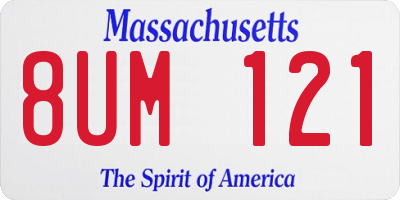 MA license plate 8UM121