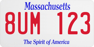 MA license plate 8UM123