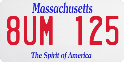 MA license plate 8UM125