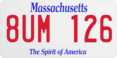 MA license plate 8UM126