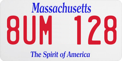 MA license plate 8UM128