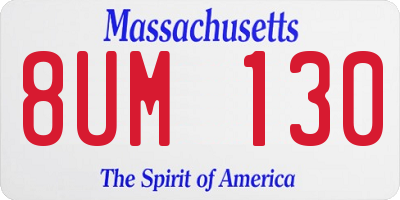 MA license plate 8UM130