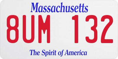 MA license plate 8UM132