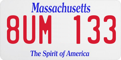 MA license plate 8UM133