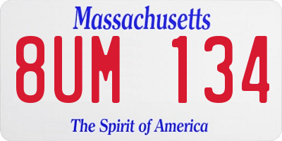 MA license plate 8UM134