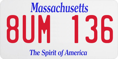 MA license plate 8UM136