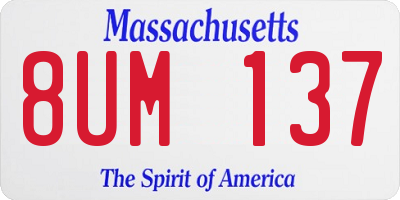 MA license plate 8UM137