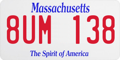MA license plate 8UM138