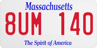 MA license plate 8UM140