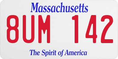 MA license plate 8UM142